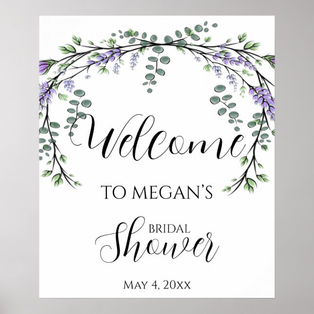 Póster Lavender eucalyptus boho poster de la vegetación (Frente)