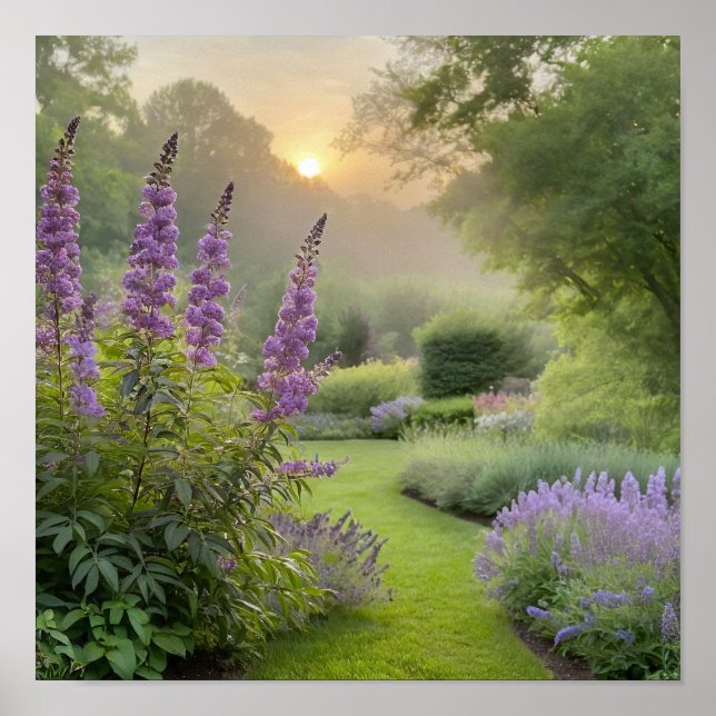Póster Lavender Garden at Sunrise – Peaceful Floral Lands (Frente)