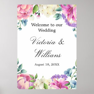 Póster Lavender Garden Romantic Watercolor Floral Wedding