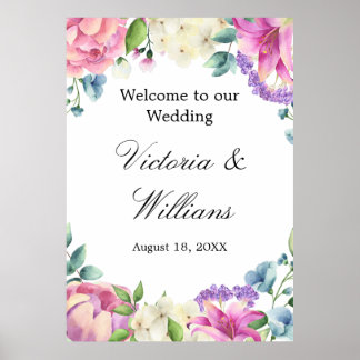 Póster Lavender Garden Romantic Watercolor Floral Wedding
