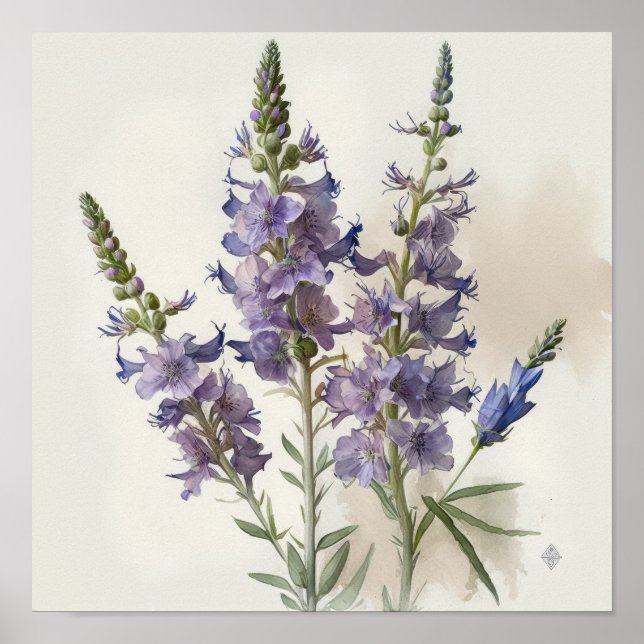 Póster Lavender Larkspur Flower Art Print Poster (Frente)