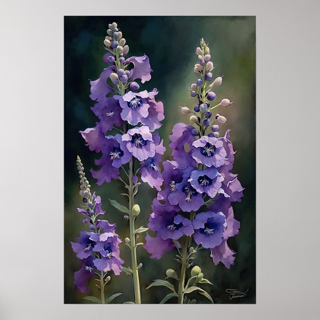 Póster Lavender Larkspur Flower Art Print Poster (Frente)