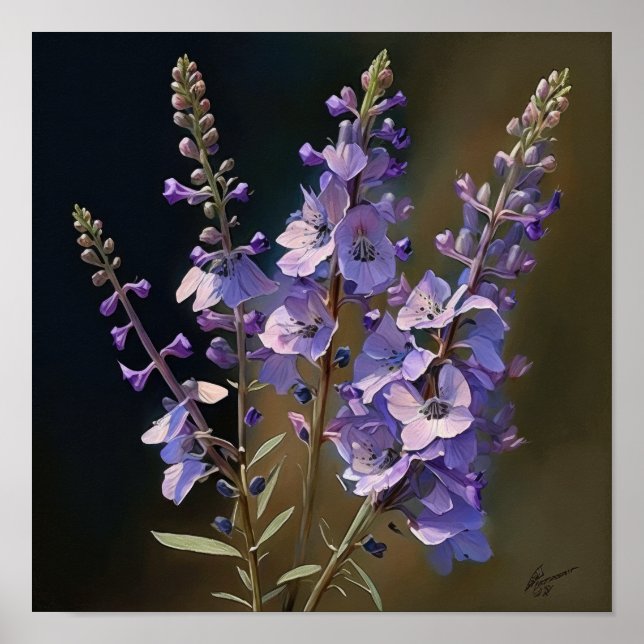 Póster Lavender Larkspur Flower Art Print Poster (Frente)