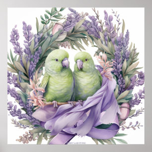 Póster Lavender Lovebirds Wall Art