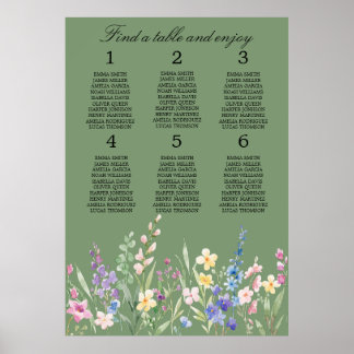 Póster Lavender Mint Floral Wedding Seating Chart