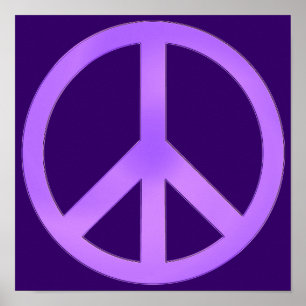 Póster Lavender on Dark Purple Peace Sign