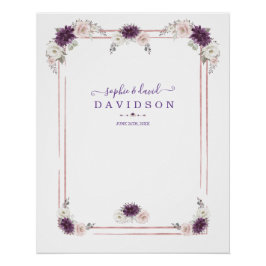 Póster Lavender Rubor Floral Boda Gold Photo Booth Tap