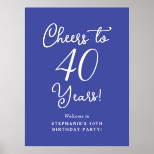 Póster Lavender Saluda a 40 años 40 cumpleaños Bienvenida