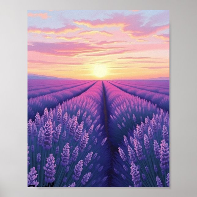 Póster Lavender Sunset Dream: An Impressionistic Landscap (Frente)