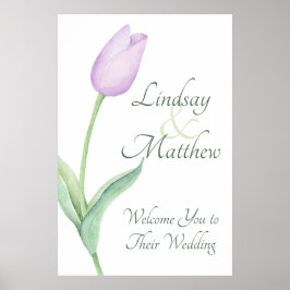 Póster Lavender Tulip Solo Bienvenida Boda Púrpura Modern