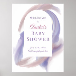 Póster Lavender Watercolor Abstract Welcome Poster