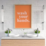 Póster Lávese el texto colorido de las manos - Cocina en<br><div class="desc">Lávese el texto colorido de las manos - Cocina en el baño</div>