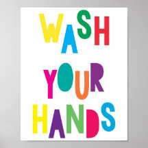 Lávese la mano Poster Niños del cuarto de baño Col