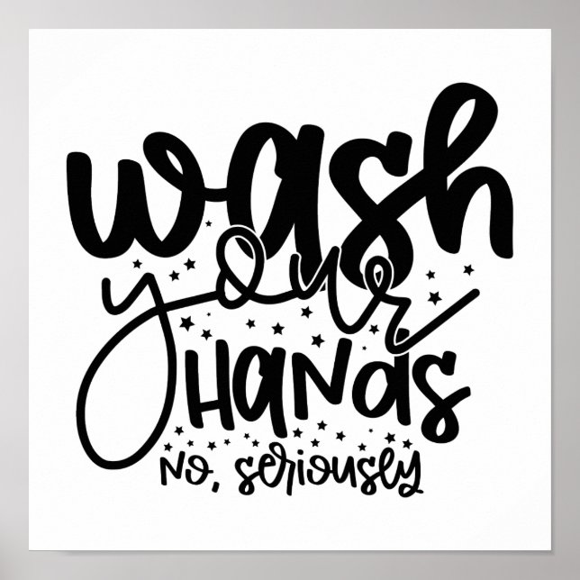 Póster Lávese las manos en el baño Humor Wall Art Poster (Frente)