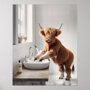 Póster Lávese Las Manos Lavando El Cuarto De Baño De La V