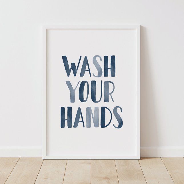 Póster Lávese las manos Navy Blue Kids Poster de baño (Subido por el creador)