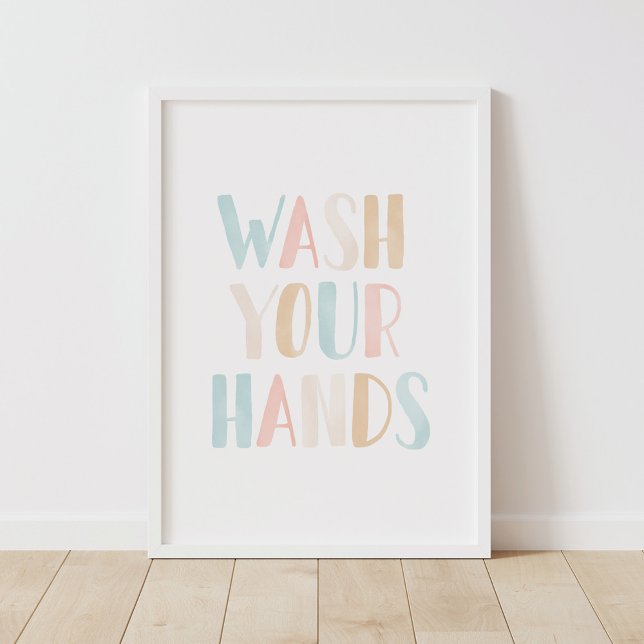 Póster Lávese las manos Poster de baño para niños neutral (Subido por el creador)