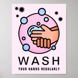 Póster Lávese las manos regularmente Icono de virus