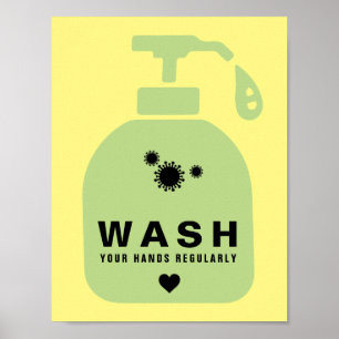 Póster Lávese las manos regularmente Icono de virus