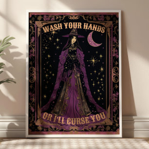 Póster Lávese las manos Tarot Card Witchen Baño