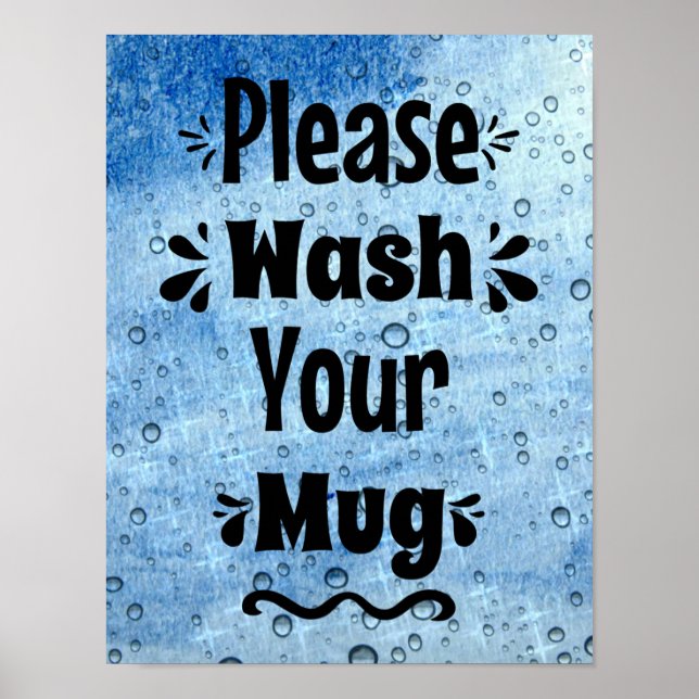Póster Lávese su taza, Rótulo de cocina compartida de Off (Frente)