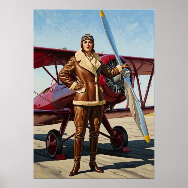 Póster L'AVIATRICE (El Aviatrix) - Art Decó original (Frente)