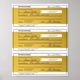 Póster Law of Attraction 3 Blank Printable Gold Checks