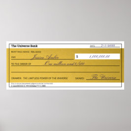 Póster Law of Attraction Elegant Gold Abundance Check