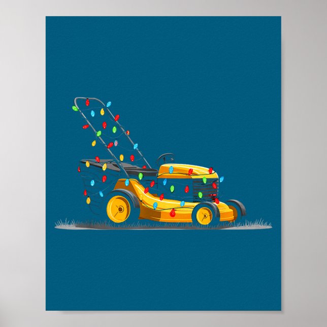 Póster Lawn Mower Christmas Graphics Lights Lover Mowing  (Frente)