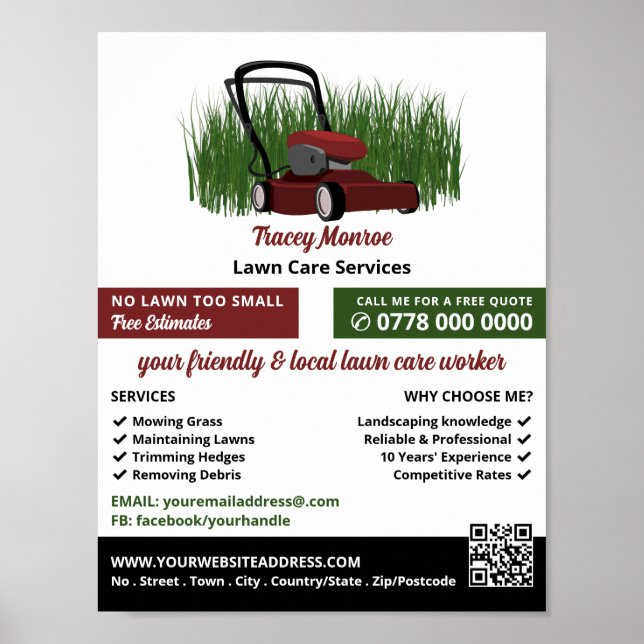 Póster Lawn-Mower en Grass, Lawn Care Services (Frente)