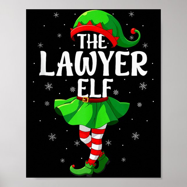 Póster Lawyer Elf Christmas Girls Women Elf Squad Xmas Fa (Frente)