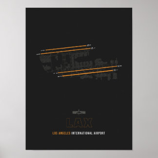 Póster LAX - Diagrama de pista del aeropuerto de Los Ánge