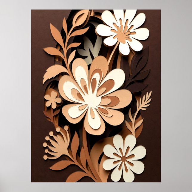 Póster Layered Floral Paper-Cut Harmony (Frente)
