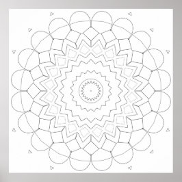 Póster Layered Geometric Petal Star Mandala Outline Art