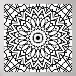 Póster Layered Petal Star Mandala with Bold Line Design