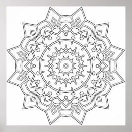 Póster Layered Petal Star Mandala with Geometric Accents