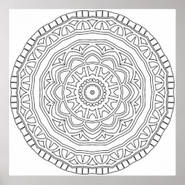 Póster Layered Tribal Medallion Mandala with Border Art