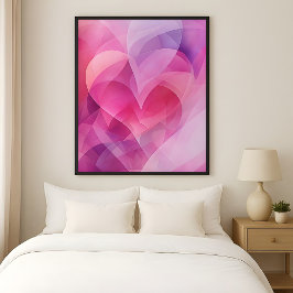 Póster Layers of Love - Abstract Pink Hearts