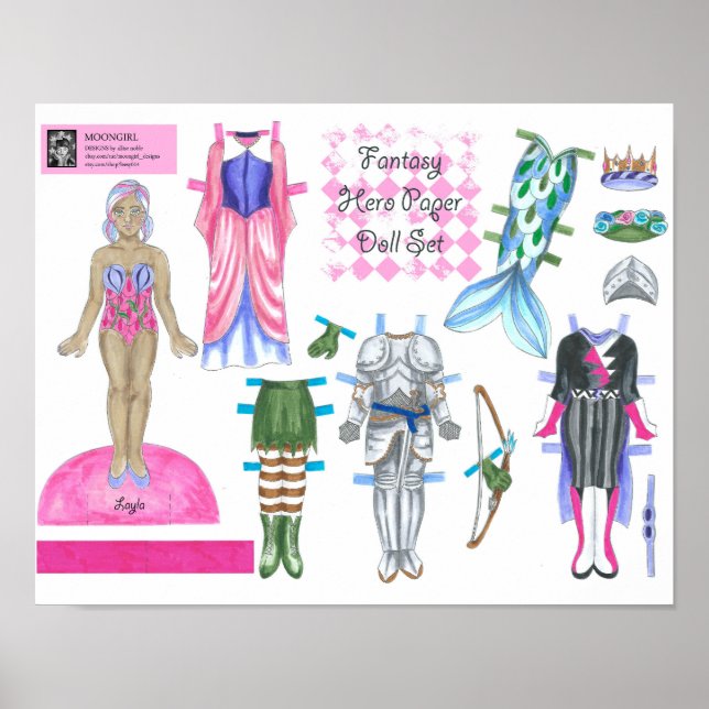 Póster Layla Fantasy Hero Paper Doll - Play o Display (Frente)