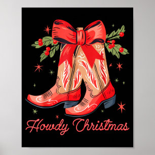 Póster Lazo Coqueto de Bota de Vaquera de Navidad Howdy O