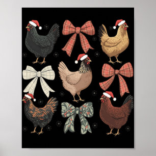 Póster Lazo Coqueto Gallina Divertida Navidad Granja Anim