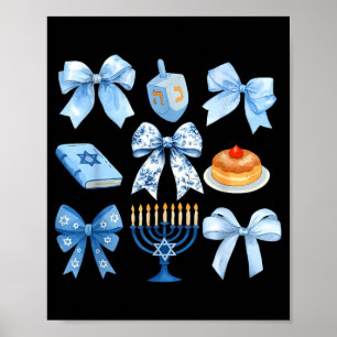 Póster Lazo Coqueto Hanukkah Chanukah Pijama Latke Judío
