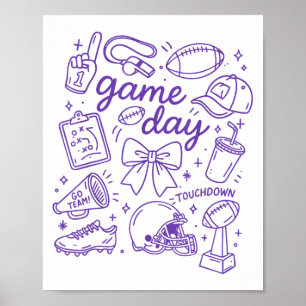 Póster Lazo Coqueto Púrpura Día de Juego de Porristas Gar