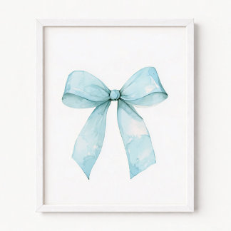 Póster Lazo Coquette de Acuarela Azul Pastel