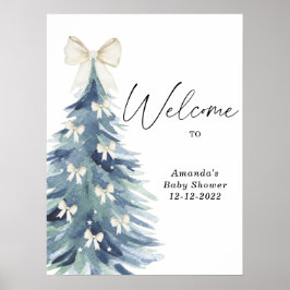Póster Lazo de árbol de Navidad con acuarela Baby shower