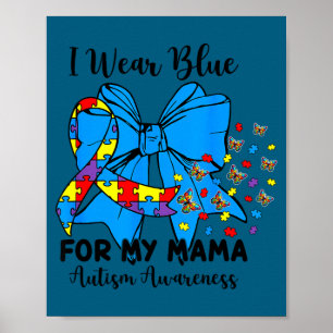 Póster Lazo de autismo de mariposa me pongo azul por mi m