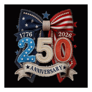 Póster Lazo de bandera americana 250 aniversario Patrióti