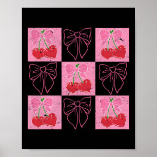 Póster Lazo de Bow Coquette de Cereza Comprobada Rosa San