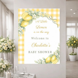 Póster Lazo de gingham de limón bienvenida Baby Shower