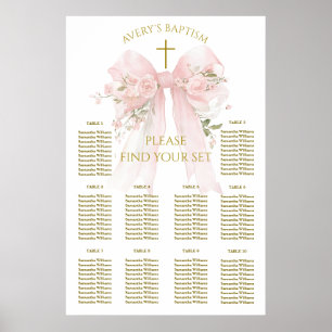 Póster Lazo Floral Elegante Bautizo de Niña de las Flores